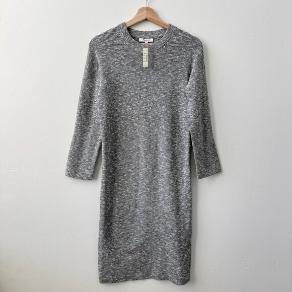 Madewell Sweater Dress Gray Knit Midi Long Sleeve Minimalist XS NWT - Picture 4 of 11